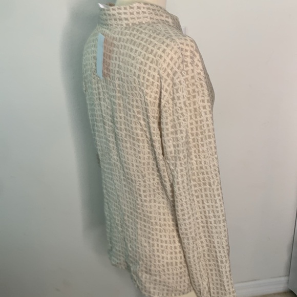 Talbots pure silk Cream Textured Button-Down Shirt size 16 - Picture 7 of 14